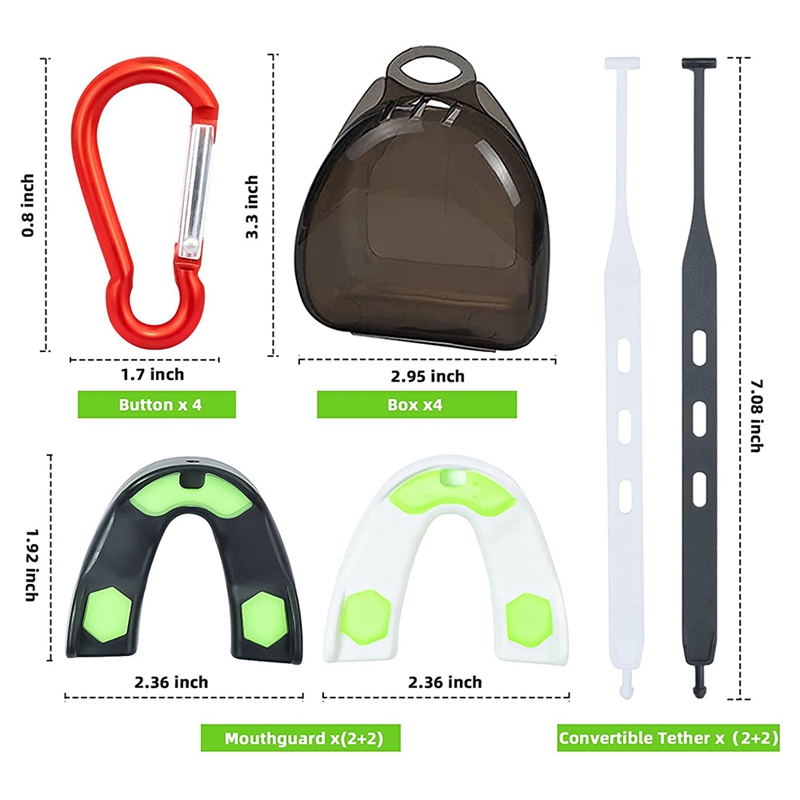 -4Pcs Sport Mond Guard, Zachte Mond Guard Met Riem, Gebitsbeschermer Voor Voetbal, Lacrosse,Hockey, basketbal, Mma
