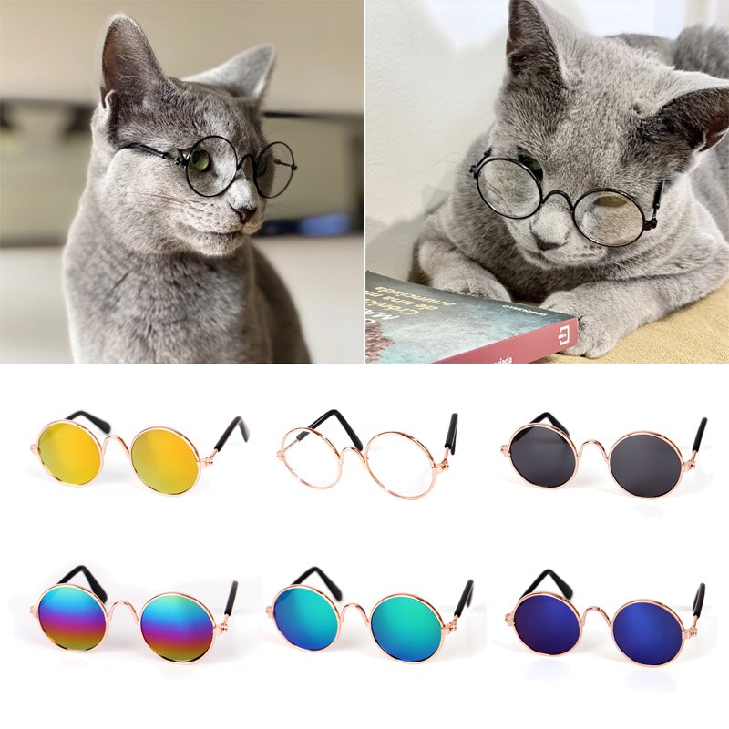 Huisdier Producten Mooie Vintage Ronde Kat Zonnebril Reflectie Eye Bril Voor Kleine Hond Kat Pet 'S Props Accessoires