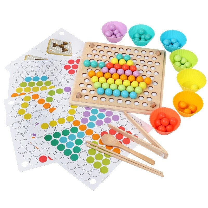 Holz Montessori Kinder Spielzeug Hände Gehirn Training Clip Perlen Puzzle Bord Mathematik Spiel Baby Früh Pädagogisches Spielzeug Für Kinder
