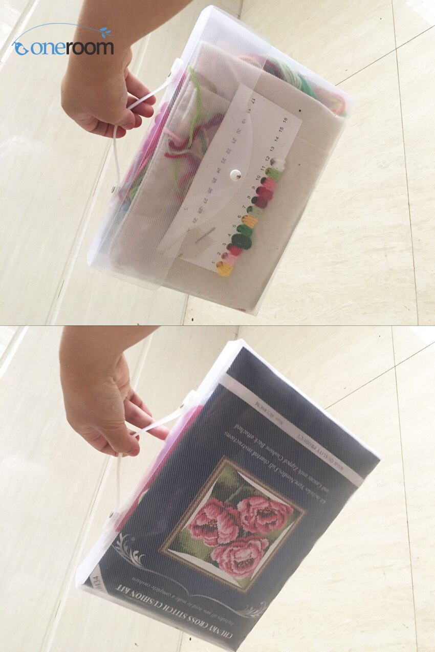 Vijf kleur bloemen Handwerken Kit Unfinished Acryl Garen Borduren Kussen Tapestry Canvas Kussen Front Kruissteek