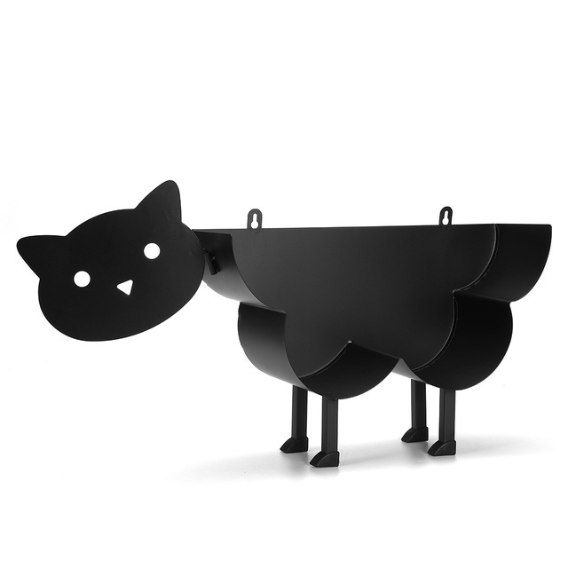 Portarrollos de papel higiénico de gato negro, accesorios de cocina para baño, estante de almacenamiento de pañuelos, rollo de hierro fundido, decoración, novedad: Style-2