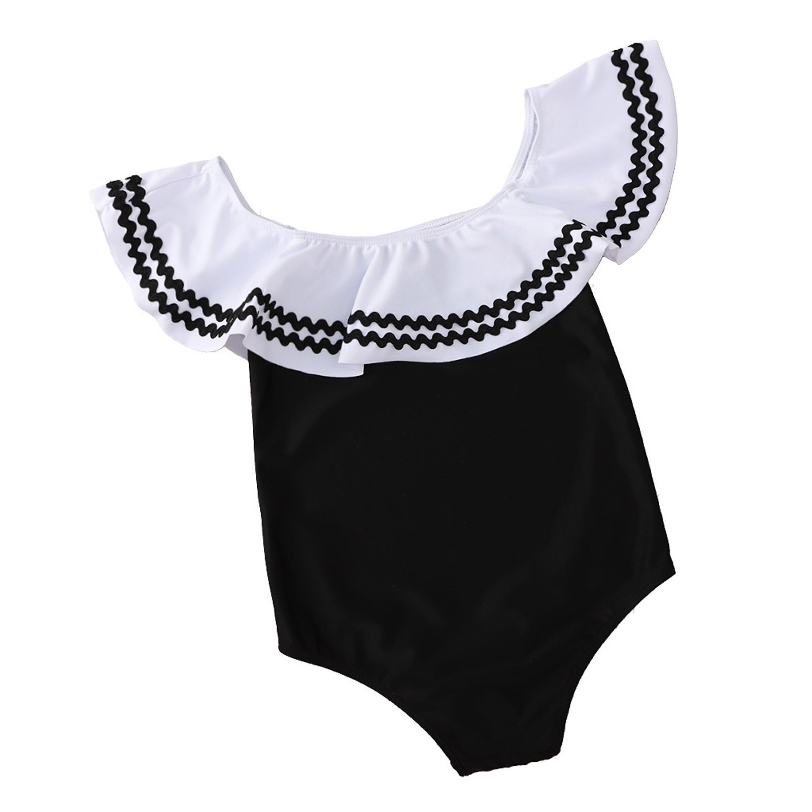 Baby Swimwear Toddler Girls Kids Swimsuit Wave Flying Sleeves Embroidery One-piece Swimsuit Traje De Baño Niña Купальник Женский