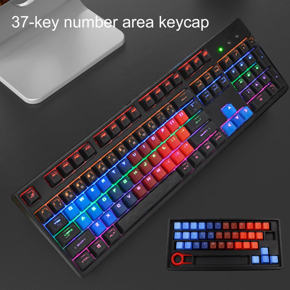 37 Keys PBT Keycaps Blue-Red Gradient Backlight Keycaps Mechanical Keyboard DIY Caps for PC Computer