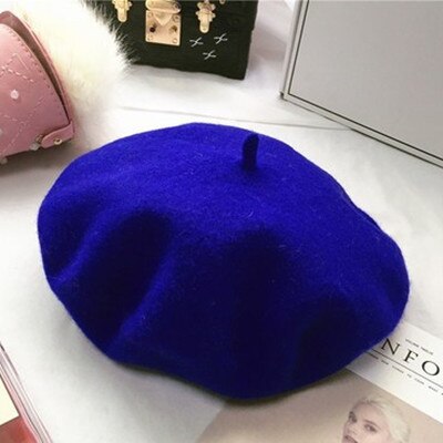 Wolmix franse baret effen dames dames meisjes hoed herfst winter warme muts mutsen: Koningsblauw
