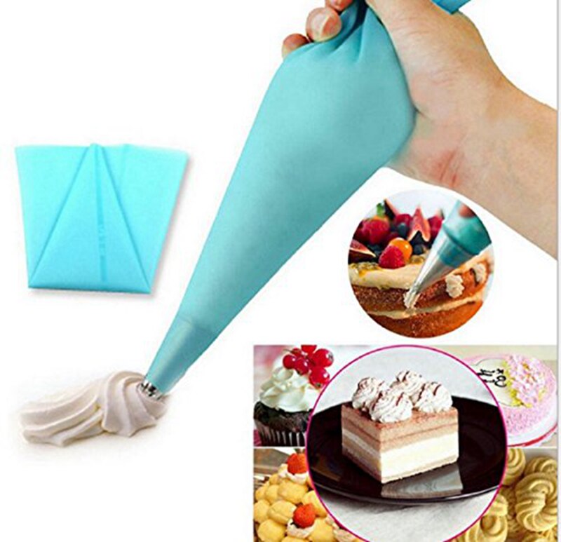 4 Sizes Silicone Pastry Bags Set piping set Baking Cookie Cupcake Decorating Bag-Blue (S+M+L+XL)
