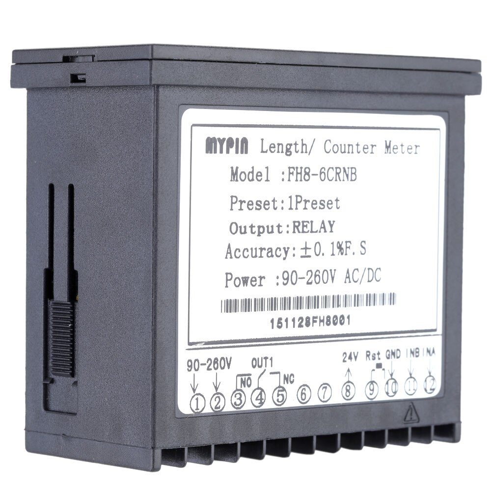 Contador Digital Mini medidor de longitud por lotes 1 medidor de conteo de salida de relé preestablecido medidor de longitud práctico 90-260V AC/DC la máquina de horas