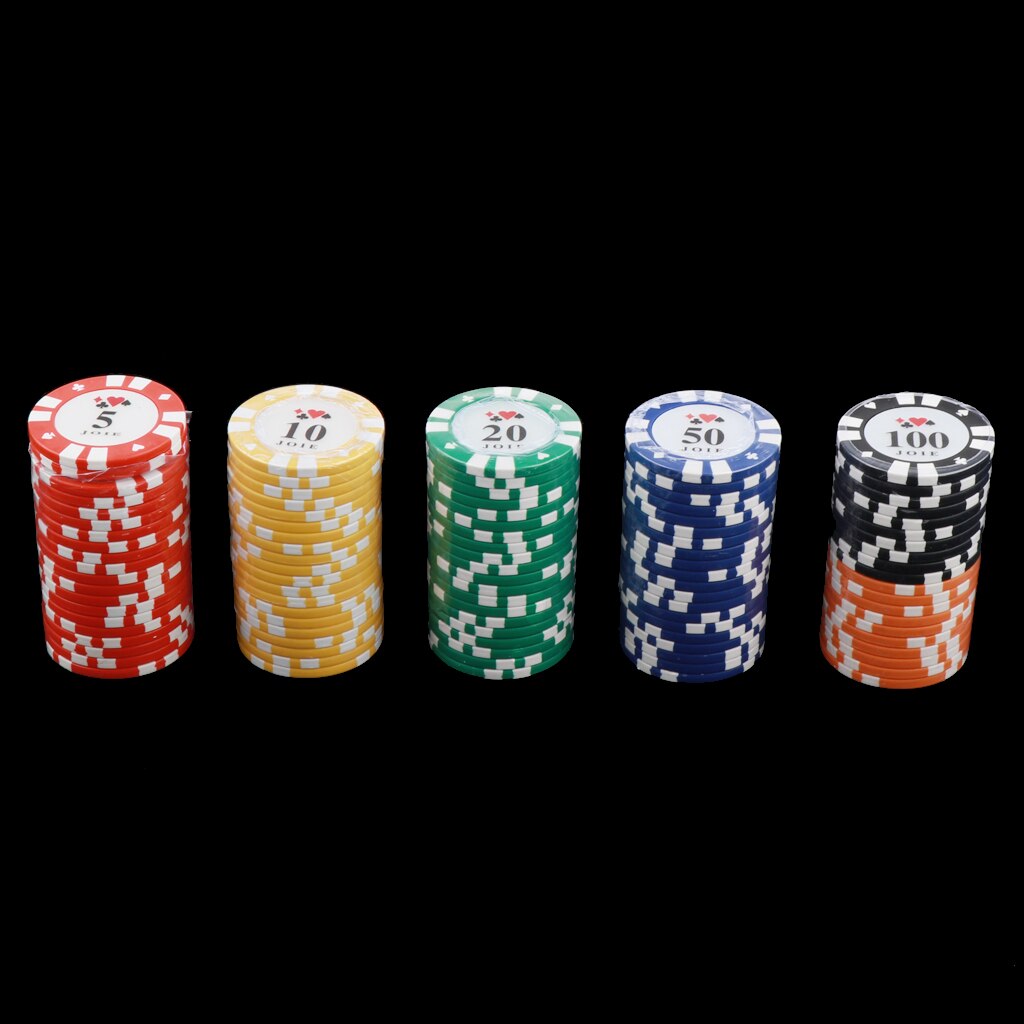 100x Zählen Zähler Poker Chips mit 5,10, 20,50, 100 Stückelung einstellen