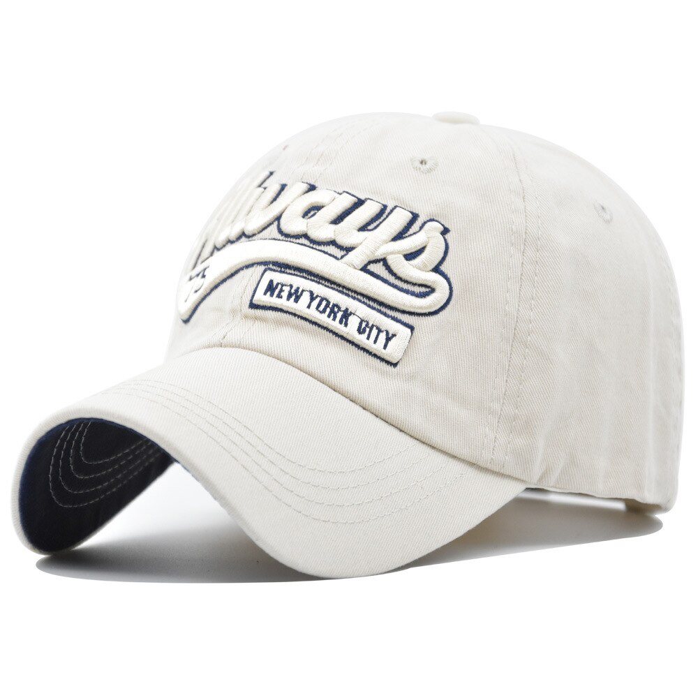 75 brev far hat bomuld broderi baseball cap mænd og kvinder elskere hat snapback sol hat peak cap afslappede hatte: Beige