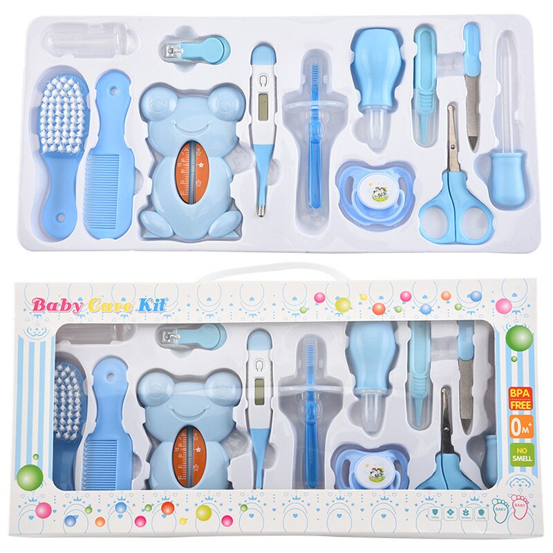 Multifunktionell baby nagelset 13 st/kit higiene bebe safty nagelklippare hårdvara manikyr näsrengöring tandborste för nyfödda: Orange
