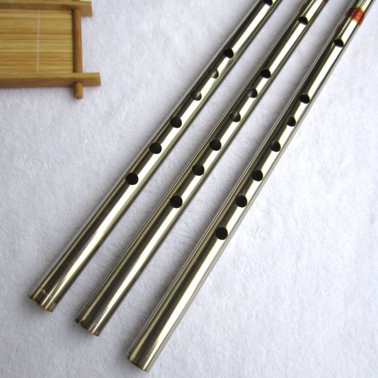 Flauta de acero inoxidable, instrumento Musical tradicional chino Dizi como Flauta de bambú en F Key, Flauta transversal para principiantes