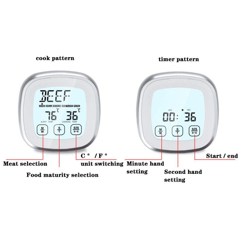 Food Cooking Digital Probe Timer Thermometer Kitchen BBQ Oven Grill Meat Thermometer Tool For BBQ Grilling Kitchen Accessories