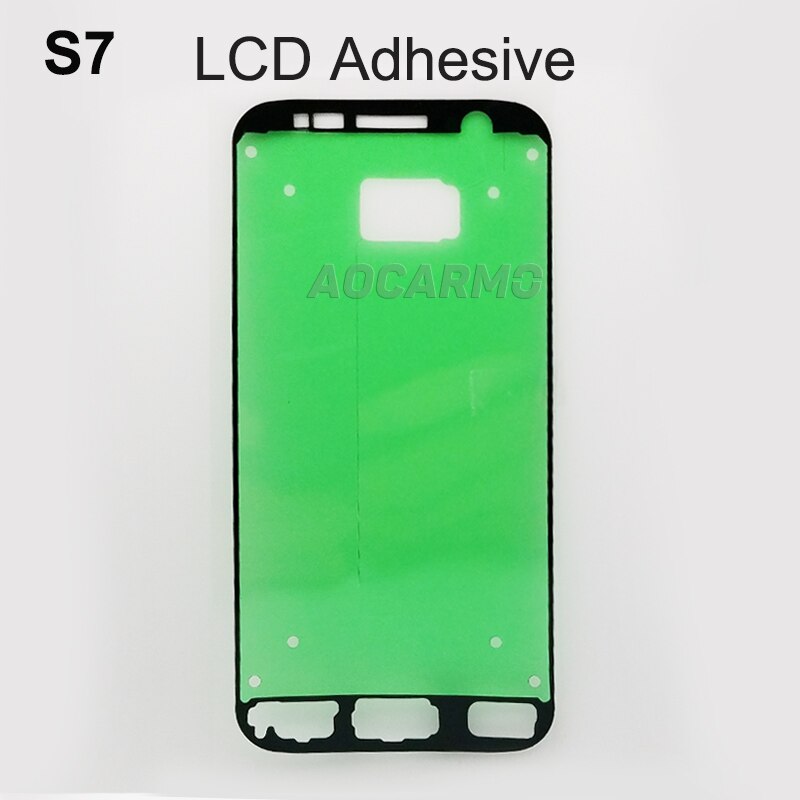 Aocarmo-pantalla LCD + Marco de cubierta de batería trasera + pegatina para lente de cámara, juego completo de cinta adhesiva para Samsung Galaxy S7 G930 5,1": LCD Adhesive