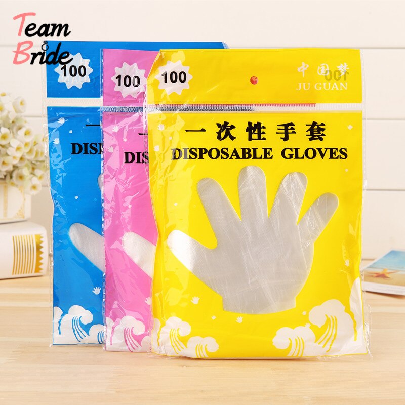 200pcs/Set Disposable Clear Gloves Food One-off Plastic Gloves Restaurant Cleaning Kitchen Cooking BBQ Food Gloves Supplies