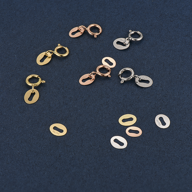 DIY Necklace Bracelets Chains Connector Lock Fine Jewelry Accessories Findings 18k Gold Spring Clasp With Au750 Stamp Ring