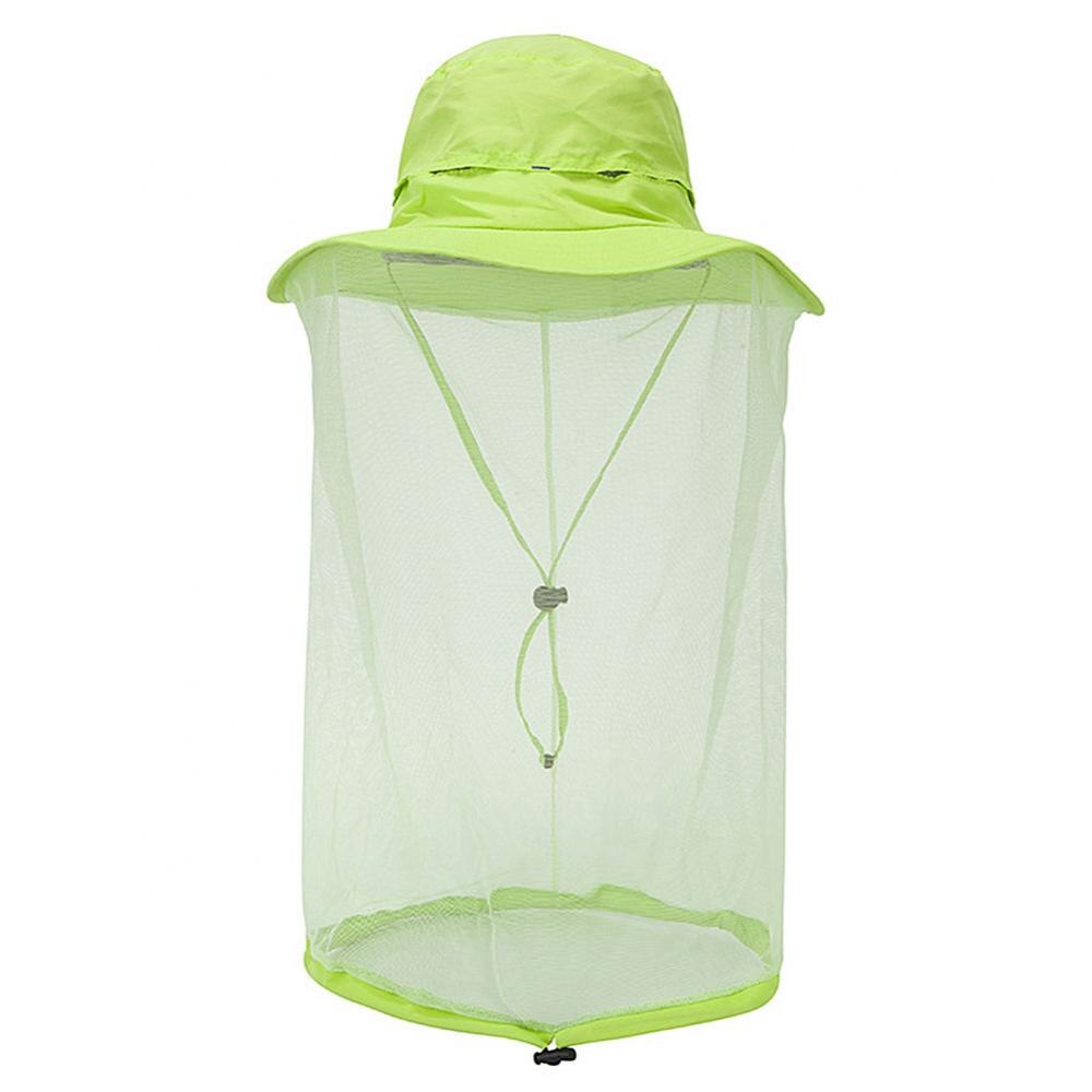 Sombrero de apicultura Unisex, malla mosquitera, máscara de red antimosquitos, antiinsectos, cabeza, máscara de protección facial, gorra de pesca al aire libre: Green
