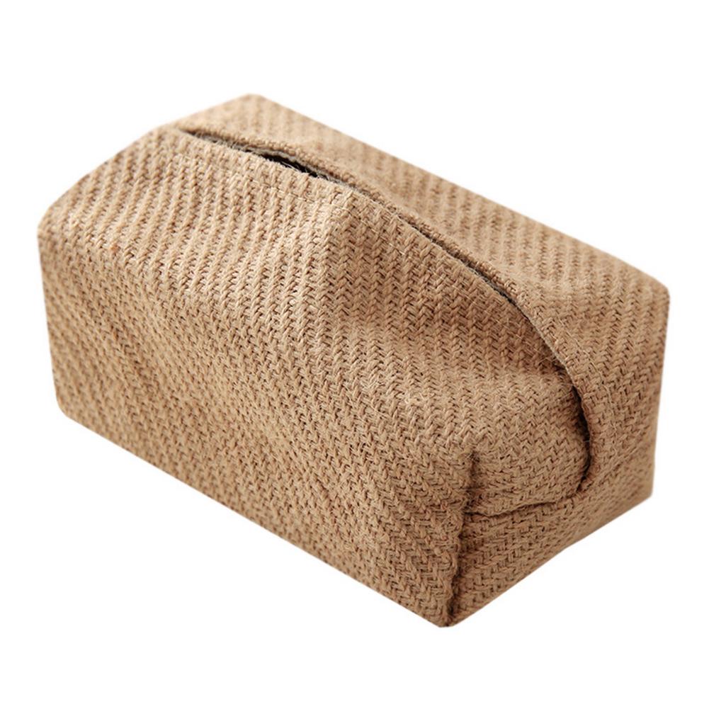 Fabric Tissue Box Simple Cotton Cloth Tissue Pumping Box Japanese-Style Jute Tissue Case Napkin Holder Organizer For Home Decor: Plain weave jute