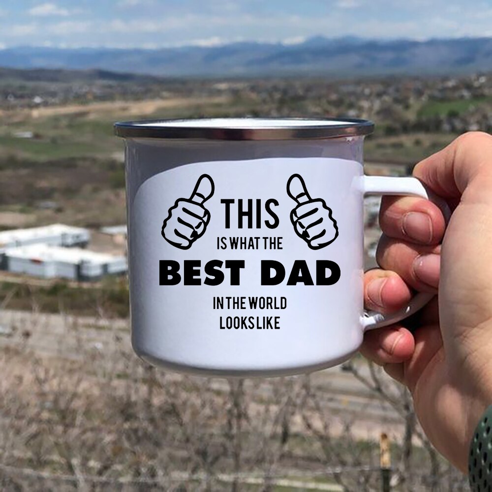 Daddy Behoeften Een Bier Creatief Emaille Koffie Mokken Home Party Grappig Bier Drinken Sap Cacao Cups Reizen Camping Mok Vader dag: XH2953-A015WH-8