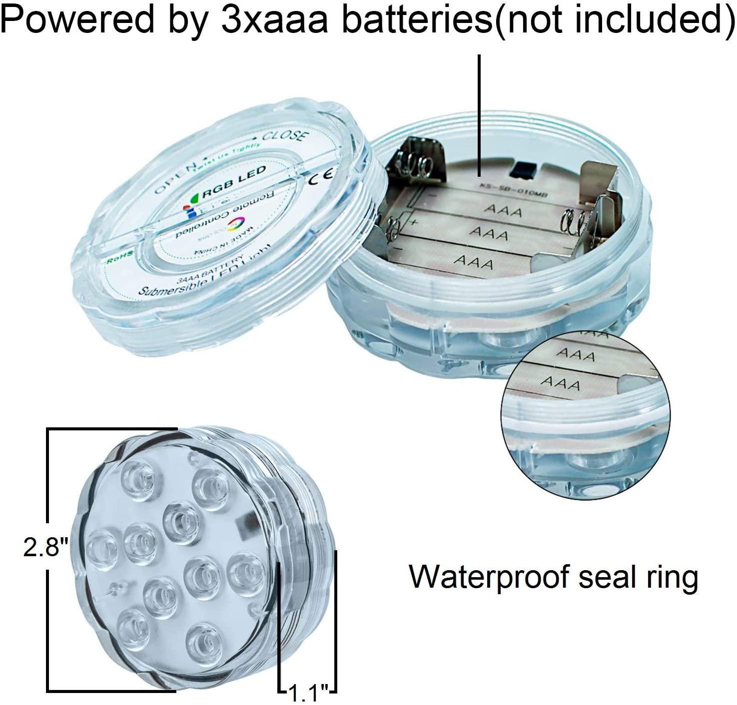 10 Led Remote Controlled RGB Submersible Light Battery Operated Underwater Night Lamp Outdoor Vase Bowl Garden Party Decoration