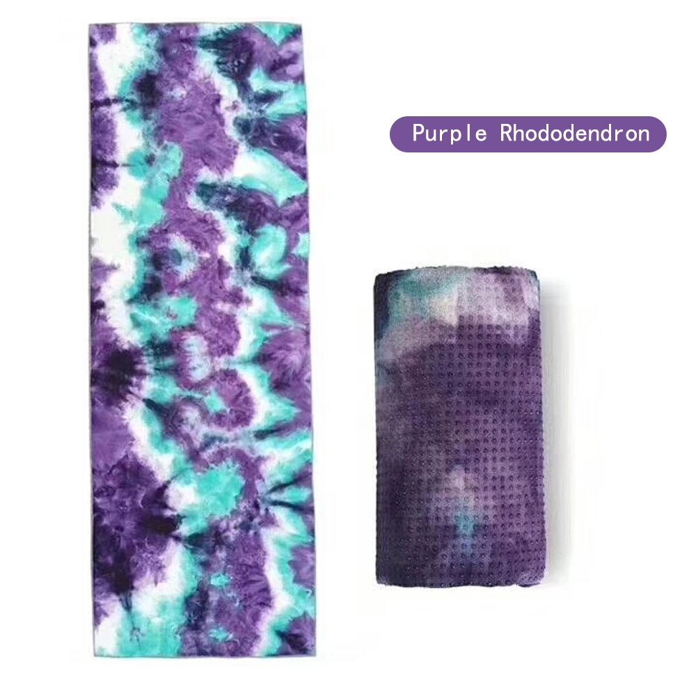 Moonglade yogamåtte yoga forsyninger tie-dye yoga håndklæde sports håndklæde farverigt trykt tæppe håndklæde tykkere skridsikker 183cm*63cm: Lilla rhododendron