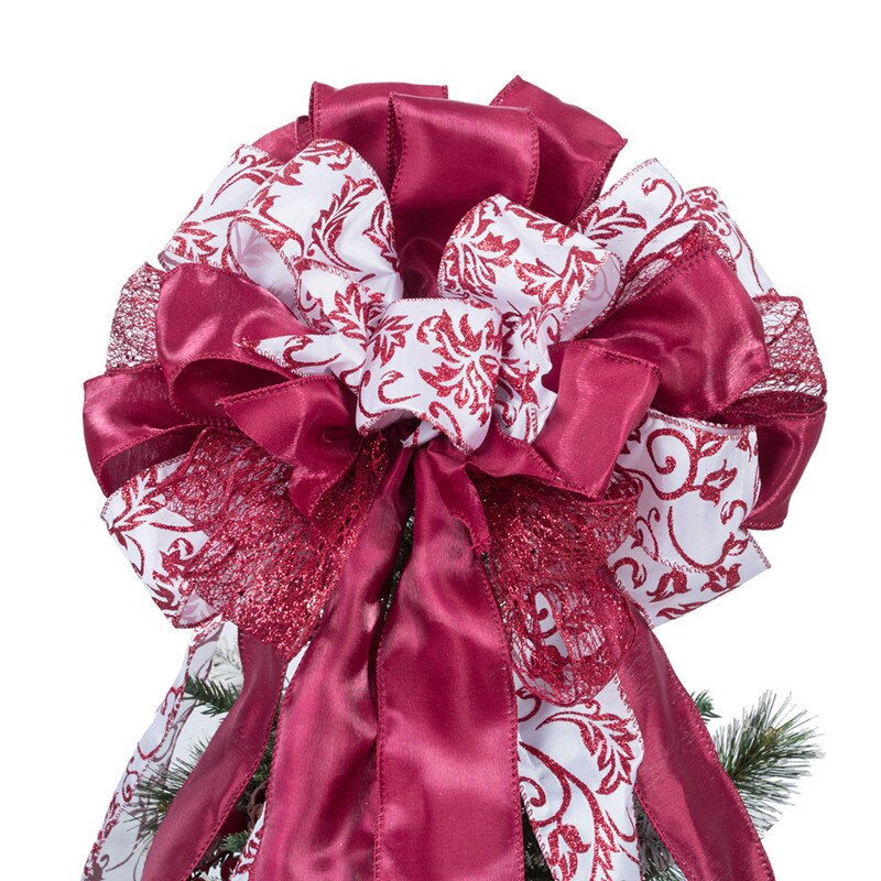 Kerstboomtop strikvormige ornamenten huis speciale kerstfeestdecoraties  p7 ding: Paarsachtig rood