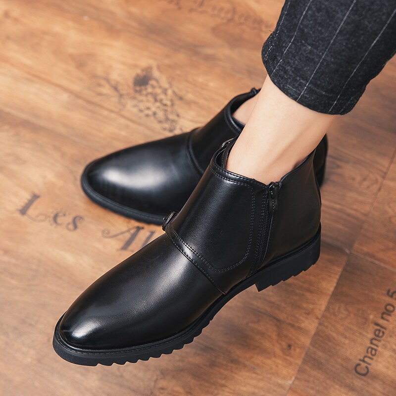 Herrstövlar vardagliga retro herrskor utomhus ankelstövlar vardagliga klassiska botas arbetsskor företag famal boots herr zapatos: Svart / 7
