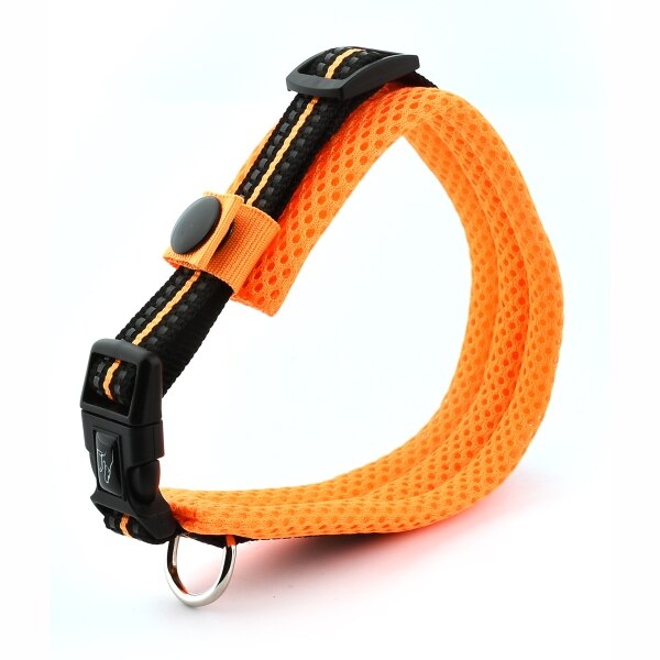 Nylon Halsbanden Comfortabele Verstelbare Mesh Gevoerde Reflecterende Hond Kraag Ketting Voor Dog Training Outdoor: Orange / L 33-43cm Dog Neck