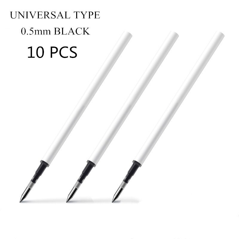 10 pc White Color Shell Gel Pen Refills 0.5mm Black Ink Kawai Pattern Office Stationery Supplies 13cm Length: Default Title