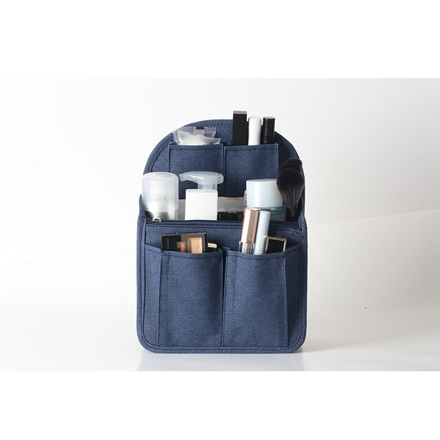 Organizer voor cosmetische tasjes voor dames, geschikt voor reistassen, insteekvakken, opbergvakken, afwerking van handtas.: Diepblauw