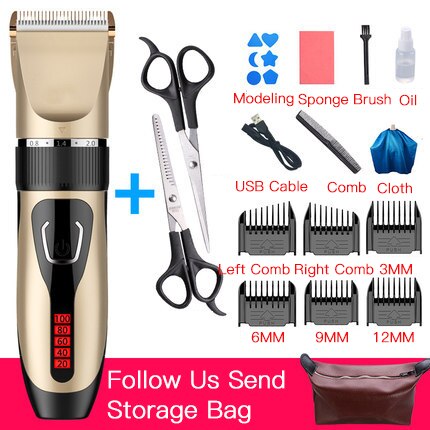 Hair Clipper Rechargeable Electric Digital Hair Trimmer Smart Base Charge Waterproof Men's Haircut Tool: Type 1