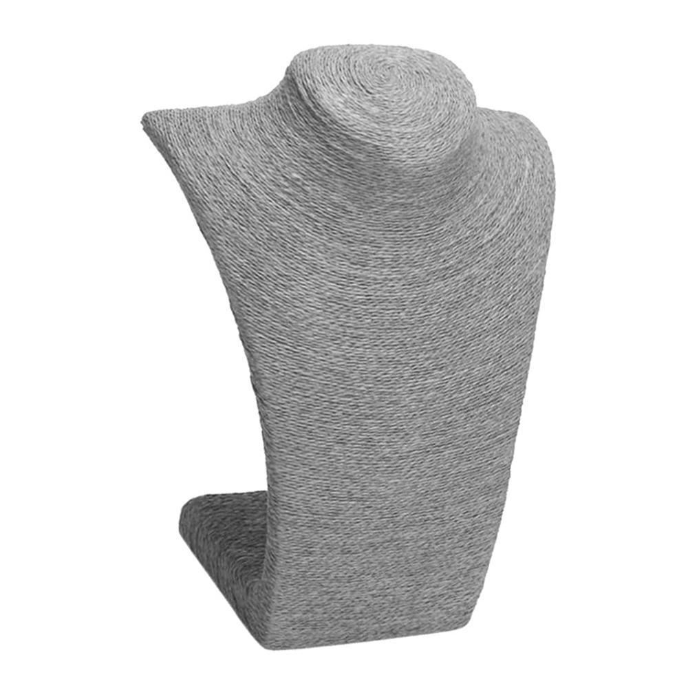 Simple Necklace Pendant Display Bust Mannequin Stand Holder Rack, Linen, Stable, 3 Sizes/6 Color: Gray S