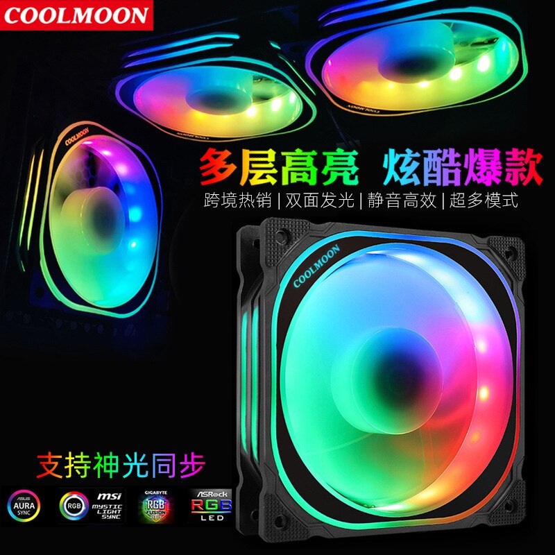 Kabinet rgb køleventilator 120 prisme 12cm stationær computer luftkølet radiator gør det selv vært mute chassis blæser rgb køling desktop