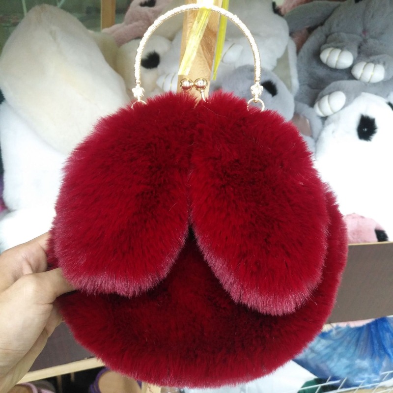Cute Plush Rabbit Crossbody Bags for Women Korean Version Cute Purses and Handbags Girls Rabbit Ear Shoulder Messenger Bag: Brown