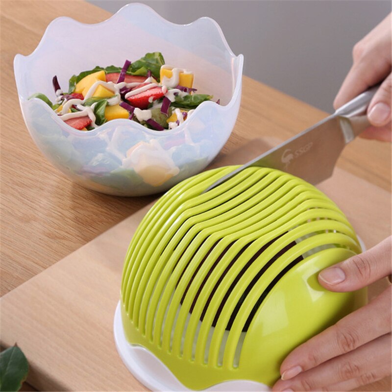 Küche Obst Salat Schneiden Schüssel Bequem mischen Salat Artefakt Kunststoff Mit Deckel Gemüse Obst Topf Dick Geschnitten Gemüse Teiler
