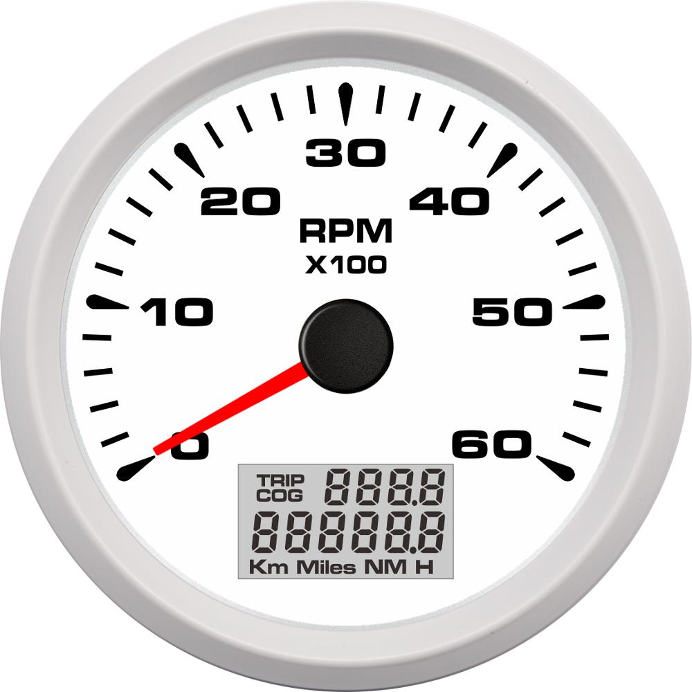 Universal 85mm rpm omdrejningstæller måler 0-3000 rpm /0-4000 rpm /0-6000 rpm /0-8000 rpm marine lcd omdrejningsmålere med trip timetællere: Ww 6000 omdr./min
