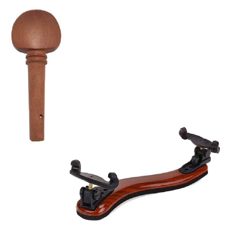 4Pcs 4/4 Size Violin Fiddle Tuning Peg Set With Violin Shoulder Rest