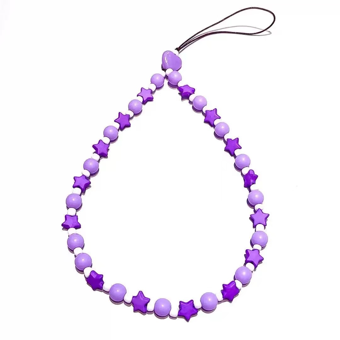 Blauwe Ster Bohemian Rainbow Star Mobiele Telefoon Keten Voor Vrouwen Acryl Regenboog Hart Geometrische Kralen Mobiele Telefoon Keten: Kobalt Violet