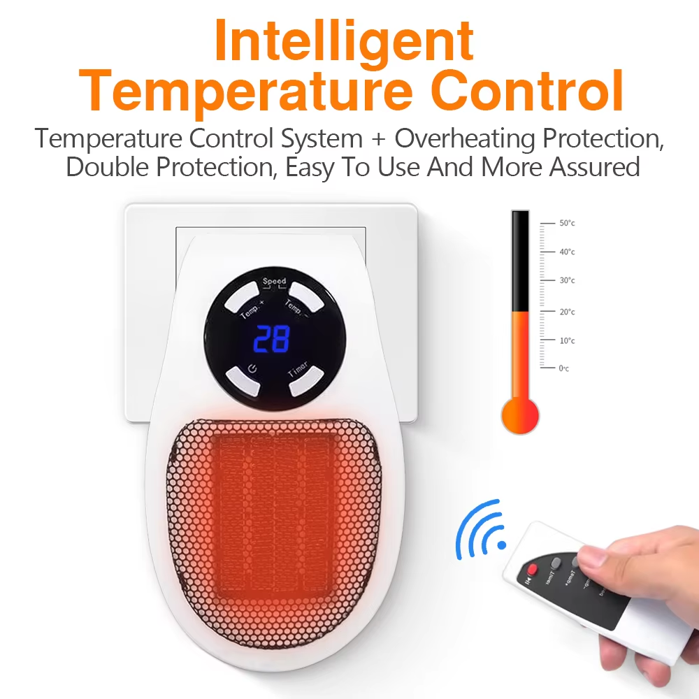 Xiaomi 500W Portable Heater Electric Heater Plug In Wall Room Heater Appliance Heating Stove Mini Radiator Remote Warmer Machine