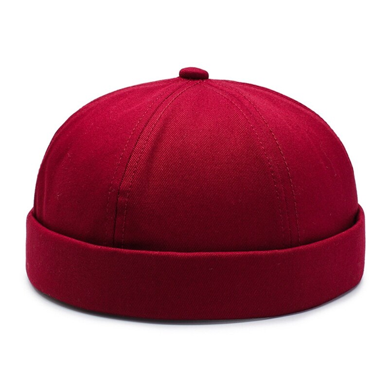 Hot! Beanie Men Women Retro Brimless Portable Adjustable Hip Hop Hat Skull Cap Solid Color Wonderful Gift: Maroon