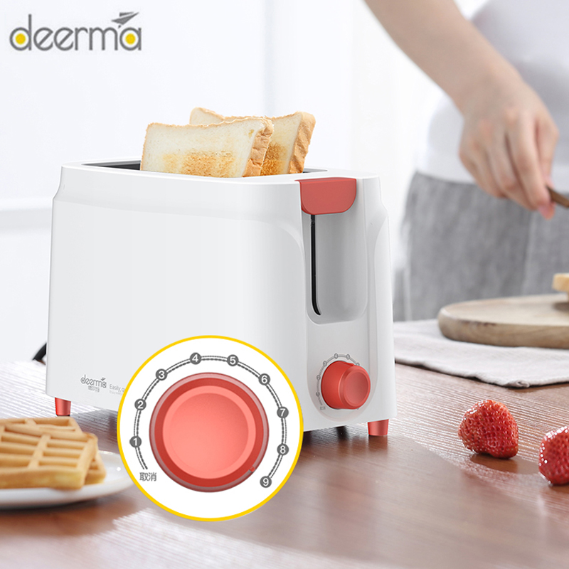 Deerma 2-slice Fully Automatic Household Toaster 850W Nine-speed Adjustable Bread Baking Toaster For Breakfast Sandwich