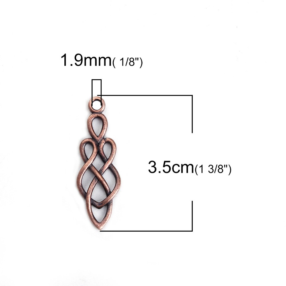 DoreenBeads Kupfer Antike Kupfer keltisch Knoten Tropfen aufbringen Anhänger DIY Komponenten 35mm(1 3/8 &quot;) x 12mm( 4/8&quot;), 5 Stck