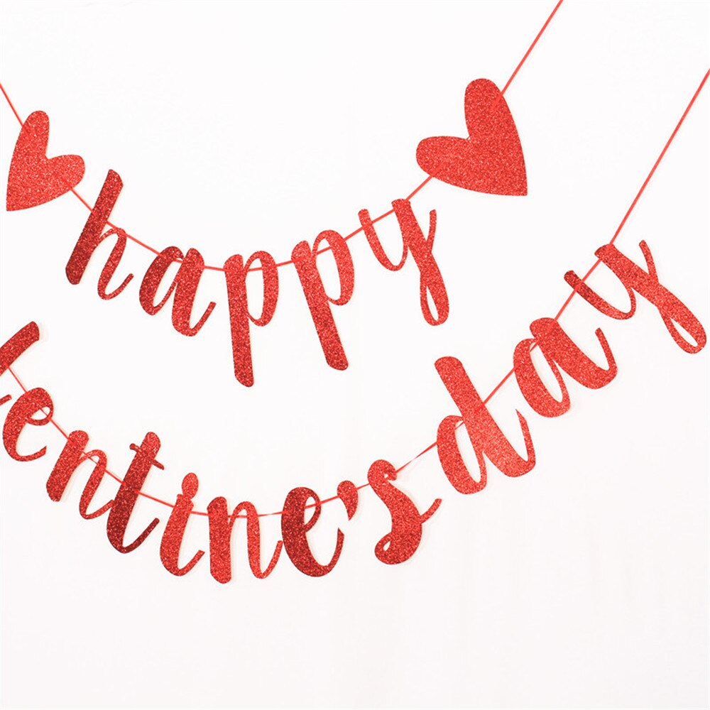 Happy Valentines Day Decoration Kit Red Paper Fan Hanging Banner For Wedding Anniversary Party Decorations Valentine's Day