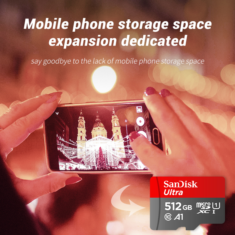 Original SanDisk Micro SD Card C10 32GB 64GB 128GB 256GB 512GB Up to 150MB/s Microsd Memory Card 1TB A1 Flash TF Card for Phone