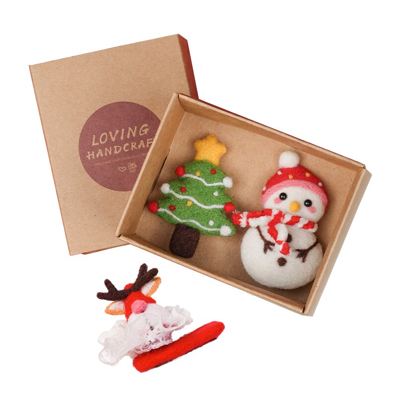 Horquilla de fieltro de lana para niños y niñas, accesorios creativos para el cabello, decoración de fieltro de lana para Navidad y Año , DIY: Type5