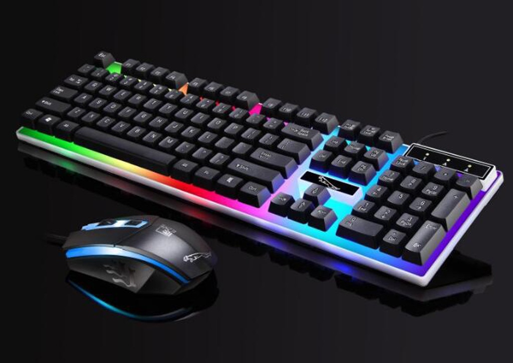 G21 LED Rainbow Color Backlight Gaming Game USB Wired Keyboard Mouse Set Robotic Feel For PC Laptop Gamer Ergonomic