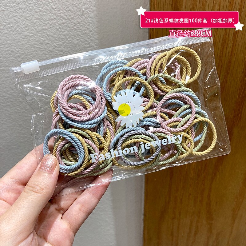 Bandes de cheveux pour bébés, 100 pièces, attaches colorées pour enfants, couvre-chef élastiques, accessoires pour filles: Qianse luowen100pcs