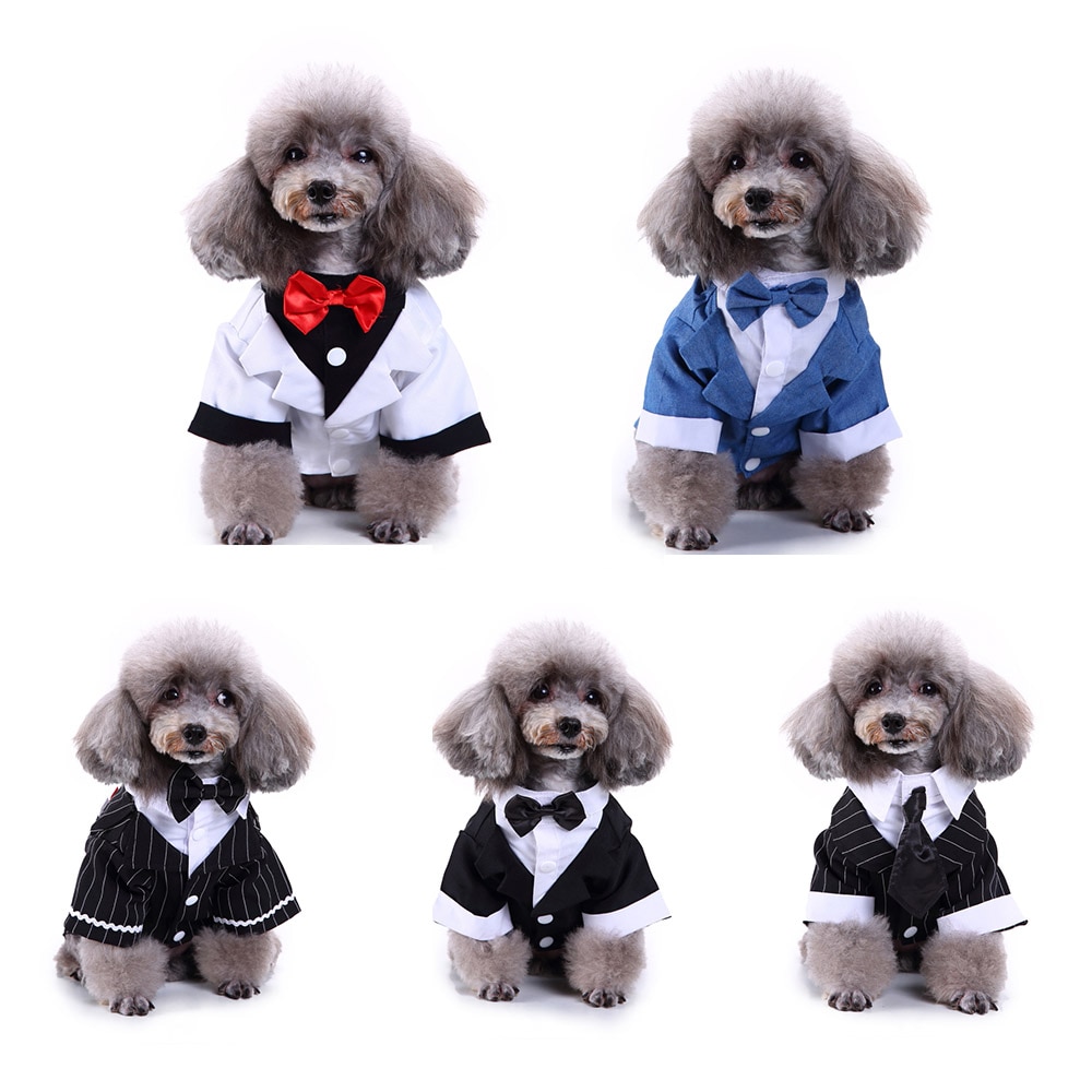 Gentleman kæledyr tøj hundedragt stribet smoking sløjfe bryllup festkjole til hunde halloween jule outfit kat sjovt kostume