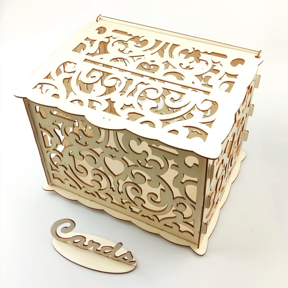 DIY Wooden Card Box Wedding Card Box Hollow Wedding Reception Greeting Card Box Birthday Party Decorations