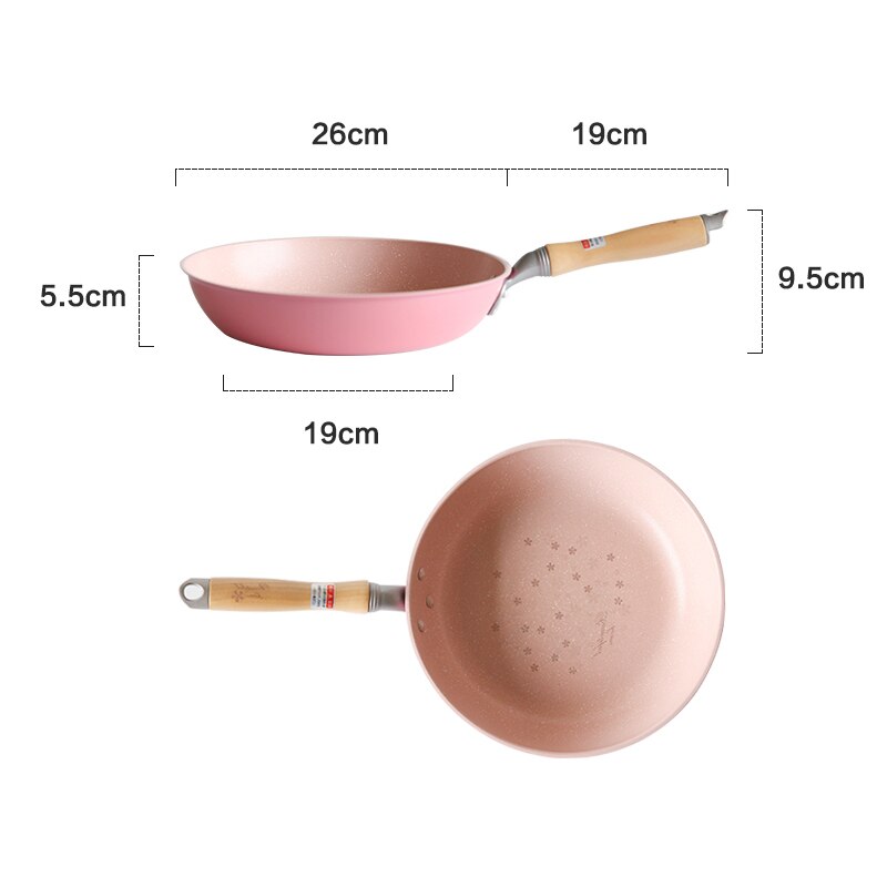Japansk stekpanna trähandtag tamagoyaki omelett non-stick pan stekt ägg pannkaka köksgryta stekt kyckling matlagningsverktyg: Typ b-rosa
