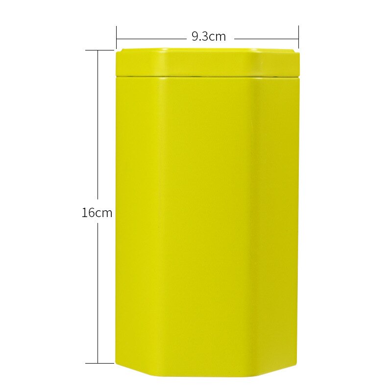 Tea Tin Can Hexagonal Tinplate Frosted Packaging Tin Can Universal Black Tea Pu'er Small Green Tangerine Tin Can: Green