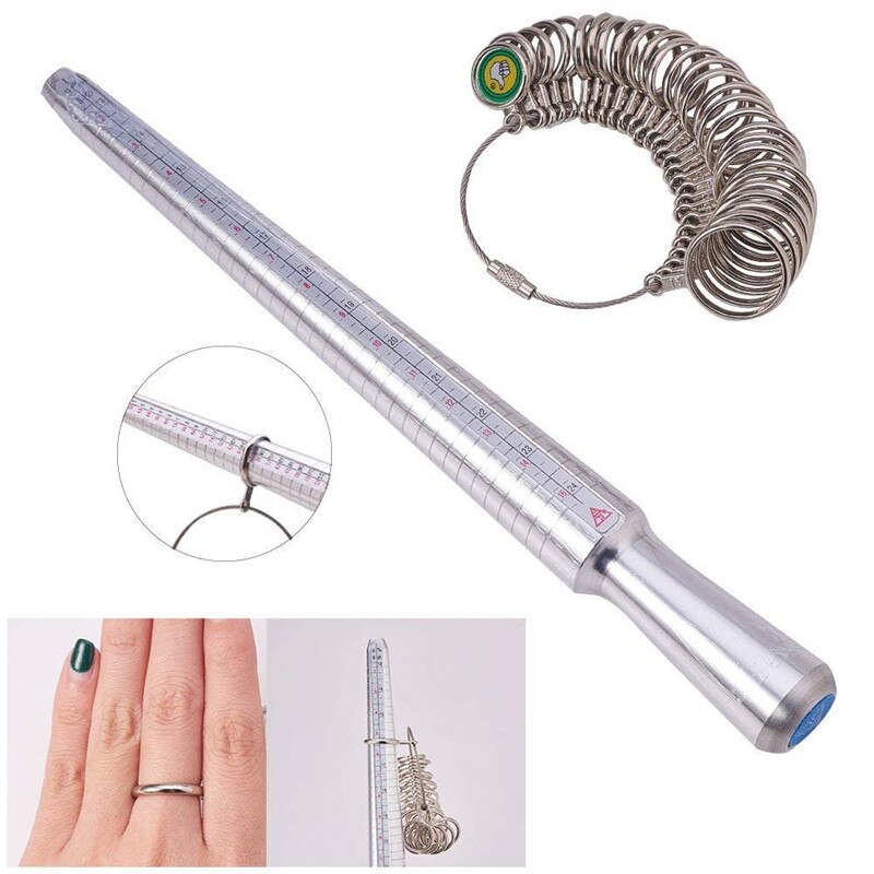 4 In 1 Schmuck Messwerkzeuge Ring Enlarger Stick Dorn Griff Hämmer Ring Sizer Finger Messung Stick über 25 ~ 28 cm/1,1 cm